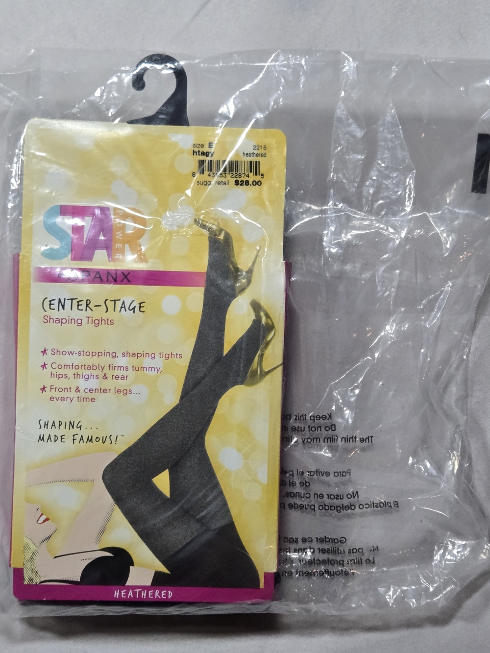 Spanx STAR POWER Center Stage Heathered Grey Shaping Tights Size E
